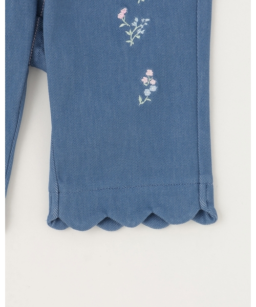 mezzo piano(メゾピアノ)の「裾スカラップ花刺しゅう 7分丈カットソーパンツ(その他パンツ・キッズ・ブルー/オフホワイト・90cm/100cm/80cm)」の8枚目の写真