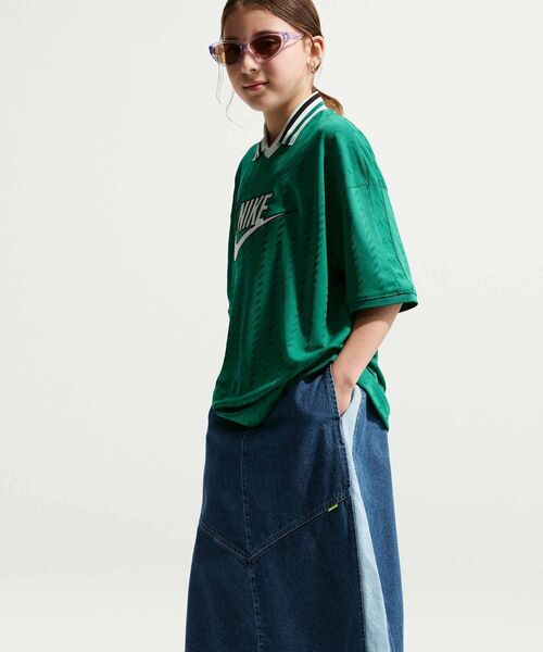 NIKE(ナイキ)の「ナイキ スポーツウェア ジュニア デニム ミディ スカート / Nike Sportswear Big Kids' Denim Midi Skirt IM8718-461 Mystic Navy(デニムスカート・キッズ・ブルー系その他・160/150/140/130)」の3枚目の写真