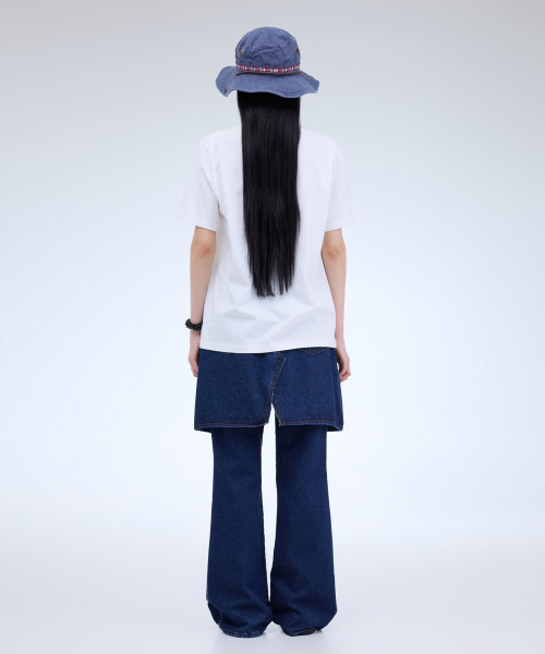 PORTERNA(ポルテナ)の「SLIT DENIM MID LENGTH SKIRT-2COLOR(スカート・レディース・ブルー/ライトブルー・SMALL/MEDIUM)」の4枚目の写真
