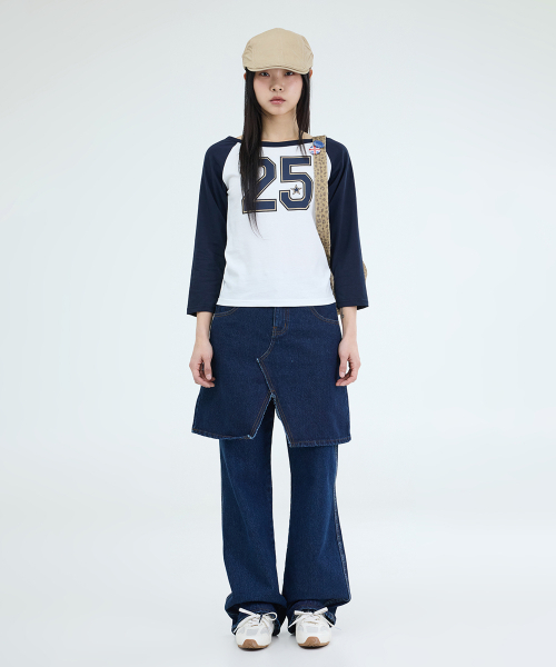 PORTERNA(ポルテナ)の「SLIT DENIM MID LENGTH SKIRT-2COLOR(スカート・レディース・ブルー/ライトブルー・SMALL/MEDIUM)」の8枚目の写真