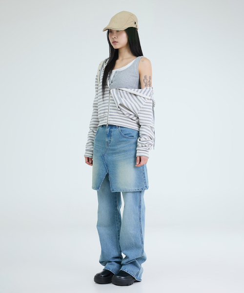 PORTERNA(ポルテナ)の「SLIT DENIM MID LENGTH SKIRT-2COLOR(スカート・レディース・ブルー/ライトブルー・SMALL/MEDIUM)」の14枚目の写真