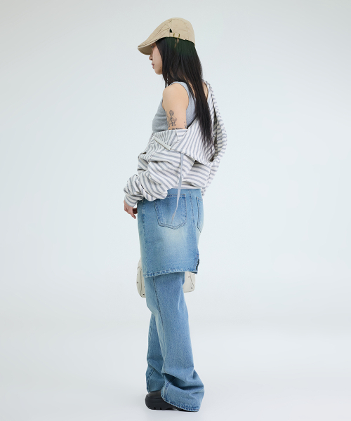 PORTERNA(ポルテナ)の「SLIT DENIM MID LENGTH SKIRT-2COLOR(スカート・レディース・ブルー/ライトブルー・SMALL/MEDIUM)」の15枚目の写真