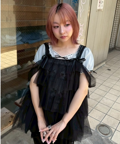 Candy Stripper(キャンディストリッパー)の「TULLE TIERED ベビードール(その他トップス・レディース・ブラック/ラベンダー/オフホワイト・FREE)」の7枚目の写真