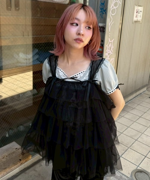 Candy Stripper(キャンディストリッパー)の「TULLE TIERED ベビードール(その他トップス・レディース・ブラック/ラベンダー/オフホワイト・FREE)」の8枚目の写真