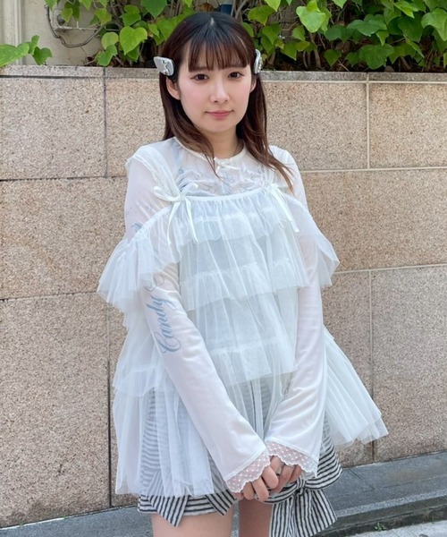 Candy Stripper(キャンディストリッパー)の「TULLE TIERED ベビードール(その他トップス・レディース・ブラック/ラベンダー/オフホワイト・FREE)」の12枚目の写真