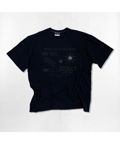 NOTUSUAL（ノットユージュアル）の「シンボルエポート オーバーサイズ 半袖Tシャツ 4カラー（Tシャツ/カットソー・レディース・ホワイト×グレー/ブラック/ホワイト/ネイビー・SMALL/MEDIUM/X-LARGE/LARGE）」の4枚目の写真