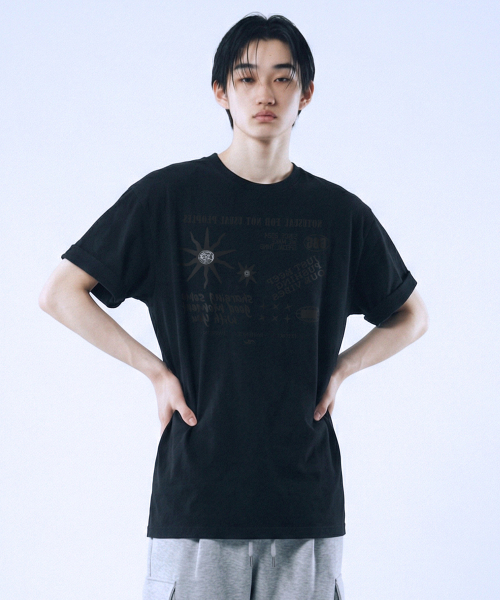 NOTUSUAL（ノットユージュアル）の「シンボルエポート オーバーサイズ 半袖Tシャツ 4カラー（Tシャツ/カットソー・レディース・ホワイト×グレー/ブラック/ホワイト/ネイビー・SMALL/MEDIUM/X-LARGE/LARGE）」の6枚目の写真