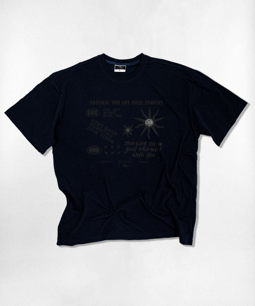 NOTUSUAL（ノットユージュアル）の「シンボルエポート オーバーサイズ 半袖Tシャツ 4カラー（Tシャツ/カットソー・レディース・ホワイト×グレー/ブラック/ホワイト/ネイビー・SMALL/MEDIUM/X-LARGE/LARGE）」の7枚目の写真