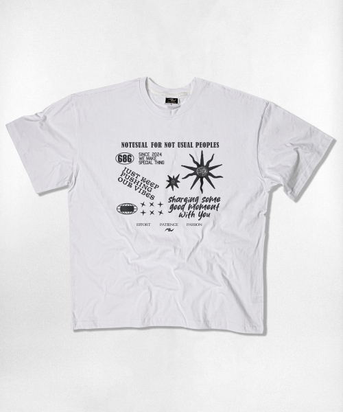 NOTUSUAL（ノットユージュアル）の「シンボルエポート オーバーサイズ 半袖Tシャツ 4カラー（Tシャツ/カットソー・レディース・ホワイト×グレー/ブラック/ホワイト/ネイビー・SMALL/MEDIUM/X-LARGE/LARGE）」の8枚目の写真