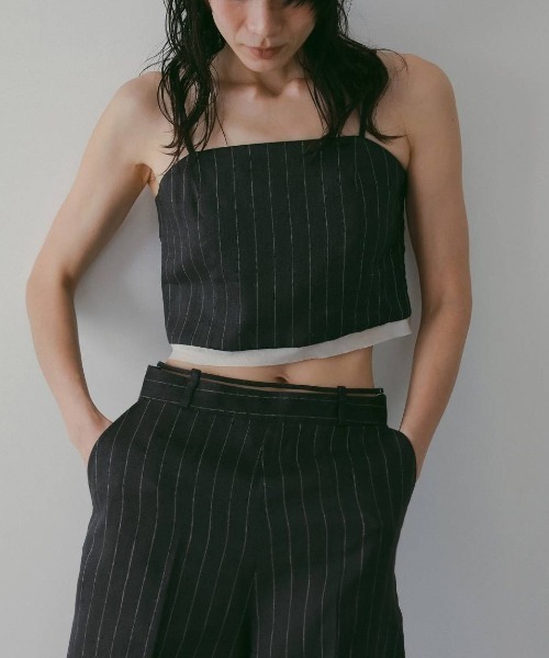 anuke(アンヌーク)の「Linen Compact Camisole 62610409(Tシャツ/カットソー・メンズ・ネイビー/ブラウン・FREE)」の2枚目の写真
