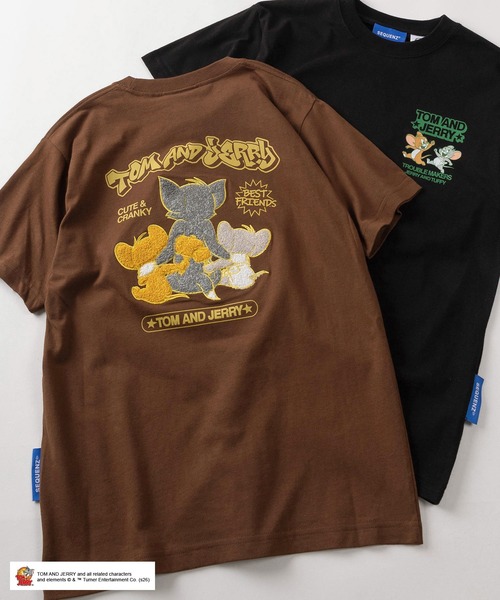 Tom＆Jerry（トムアンドジェリー）の「【72】【TOM and JERRY/トムとジェリー】サガラ刺繍 ワッペン刺繍 バックプリント クルーネックTシャツ 新柄追加（Tシャツ/カットソー・メンズ・イエロー/ブラウン/ホワイト/ブラック/ライトグレー/ホワイト系その他2/ネイビー/ブラック系その他/ブラック系その他2/ピンク/ブルー系その他/ホワイト系その他・S/L/M）」の8枚目の写真