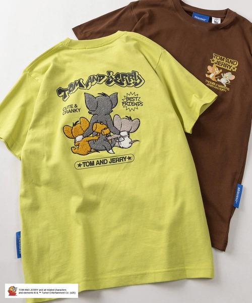 Tom＆Jerry（トムアンドジェリー）の「【72】【TOM and JERRY/トムとジェリー】サガラ刺繍 ワッペン刺繍 バックプリント クルーネックTシャツ 新柄追加（Tシャツ/カットソー・メンズ・イエロー/ブラウン/ホワイト/ブラック/ライトグレー/ホワイト系その他2/ネイビー/ブラック系その他/ブラック系その他2/ピンク/ブルー系その他/ホワイト系その他・S/L/M）」の11枚目の写真