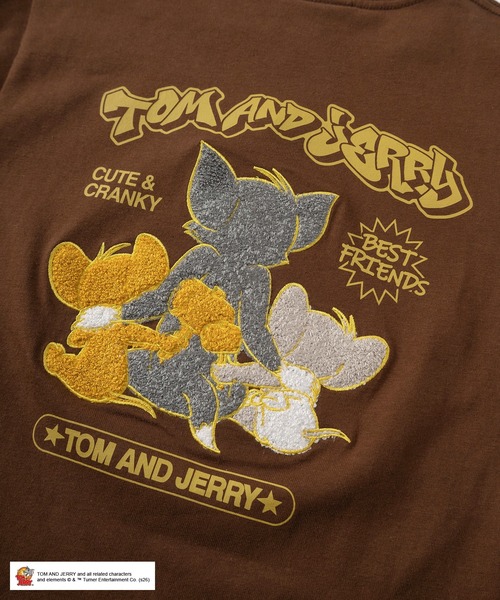 Tom＆Jerry（トムアンドジェリー）の「【72】【TOM and JERRY/トムとジェリー】サガラ刺繍 ワッペン刺繍 バックプリント クルーネックTシャツ 新柄追加（Tシャツ/カットソー・メンズ・イエロー/ブラウン/ホワイト/ブラック/ライトグレー/ホワイト系その他2/ネイビー/ブラック系その他/ブラック系その他2/ピンク/ブルー系その他/ホワイト系その他・S/L/M）」の16枚目の写真