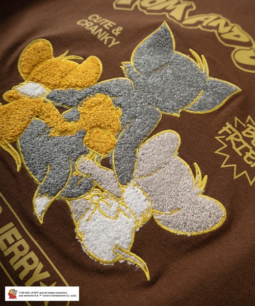 Tom＆Jerry（トムアンドジェリー）の「【72】【TOM and JERRY/トムとジェリー】サガラ刺繍 ワッペン刺繍 バックプリント クルーネックTシャツ 新柄追加（Tシャツ/カットソー・メンズ・イエロー/ブラウン/ホワイト/ブラック/ライトグレー/ホワイト系その他2/ネイビー/ブラック系その他/ブラック系その他2/ピンク/ブルー系その他/ホワイト系その他・S/L/M）」の17枚目の写真