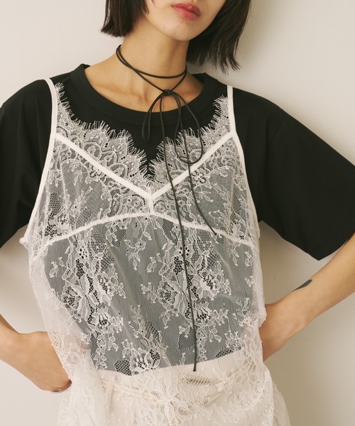 AIC.(エーアイシー)の「レースキャミ×Tシャツアンサンブル(アンサンブル・レディース・その他2/その他1・FREE)」の2枚目の写真