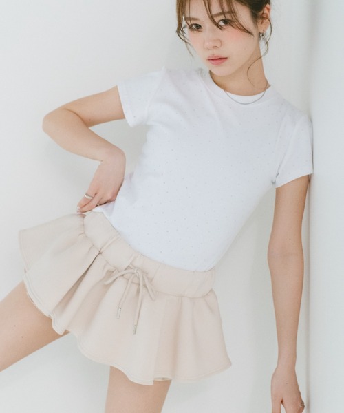 VANNIE U(ヴァニーユー)の「ストーンドットTシャツ(Tシャツ/カットソー・レディース・ライトブルー/ブラック/ホワイト・FREE)」の2枚目の写真