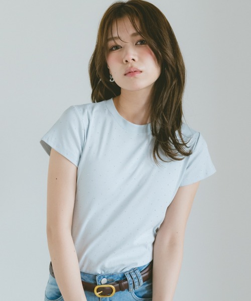 VANNIE U(ヴァニーユー)の「ストーンドットTシャツ(Tシャツ/カットソー・レディース・ライトブルー/ブラック/ホワイト・FREE)」の17枚目の写真