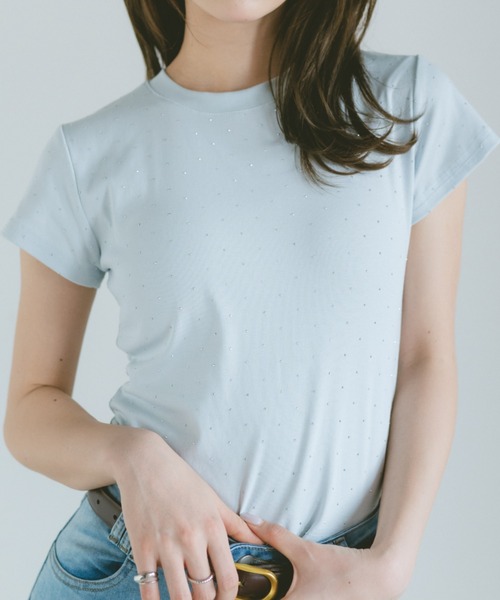 VANNIE U(ヴァニーユー)の「ストーンドットTシャツ(Tシャツ/カットソー・レディース・ライトブルー/ブラック/ホワイト・FREE)」の18枚目の写真