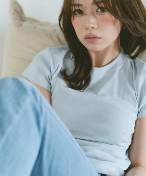 VANNIE U(ヴァニーユー)の「ストーンドットTシャツ(Tシャツ/カットソー・レディース・ライトブルー/ブラック/ホワイト・FREE)」の22枚目の写真