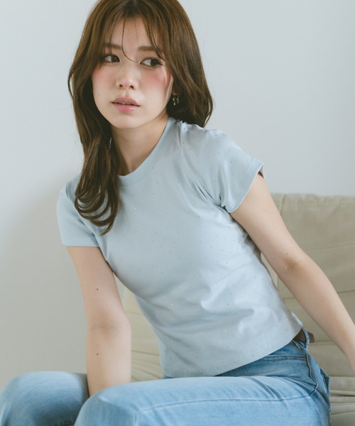 VANNIE U(ヴァニーユー)の「ストーンドットTシャツ(Tシャツ/カットソー・レディース・ライトブルー/ブラック/ホワイト・FREE)」の21枚目の写真