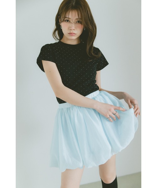 VANNIE U(ヴァニーユー)の「ストーンドットTシャツ(Tシャツ/カットソー・レディース・ライトブルー/ブラック/ホワイト・FREE)」の4枚目の写真