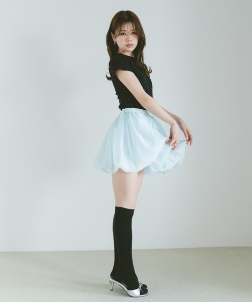 VANNIE U(ヴァニーユー)の「ストーンドットTシャツ(Tシャツ/カットソー・レディース・ライトブルー/ブラック/ホワイト・FREE)」の14枚目の写真