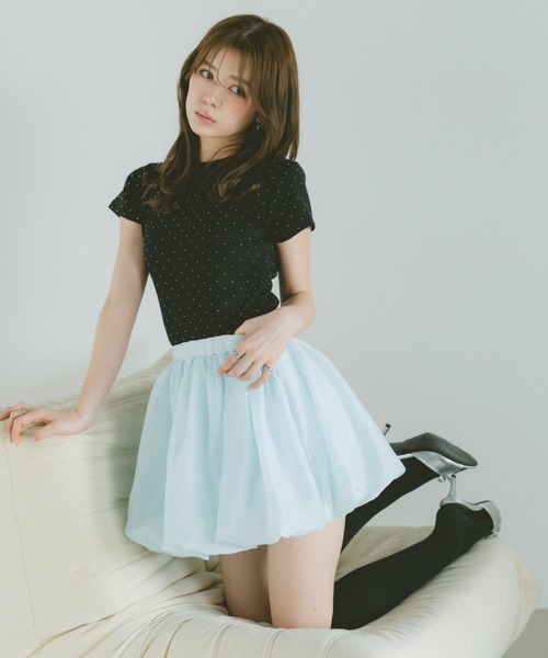 VANNIE U(ヴァニーユー)の「ストーンドットTシャツ(Tシャツ/カットソー・レディース・ライトブルー/ブラック/ホワイト・FREE)」の10枚目の写真