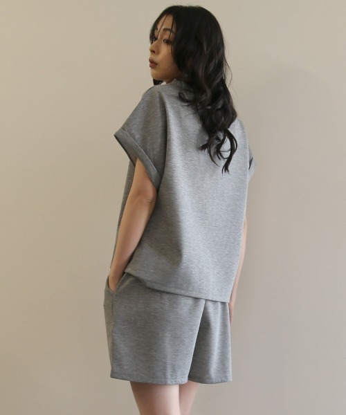 No one knows（ノーワンノーズ）の「ZOZO限定 半袖トップス ショートパンツ セットアップ（セットアップ・レディース・杢グレー/ブラック・FREE）」の2枚目の写真