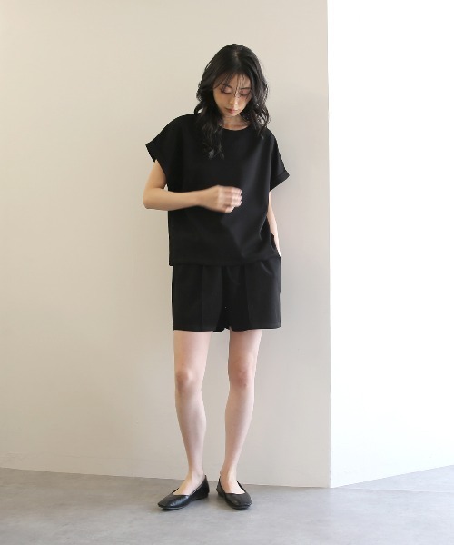 No one knows（ノーワンノーズ）の「ZOZO限定 半袖トップス ショートパンツ セットアップ（セットアップ・レディース・杢グレー/ブラック・FREE）」の9枚目の写真