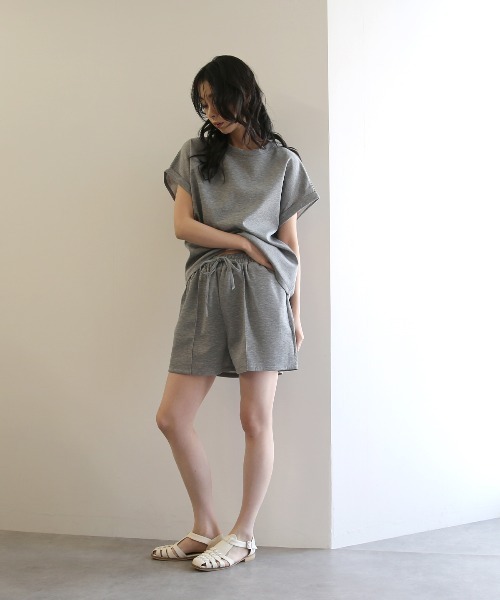 No one knows（ノーワンノーズ）の「ZOZO限定 半袖トップス ショートパンツ セットアップ（セットアップ・レディース・杢グレー/ブラック・FREE）」の15枚目の写真