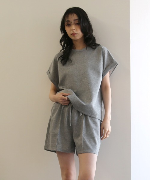 No one knows（ノーワンノーズ）の「ZOZO限定 半袖トップス ショートパンツ セットアップ（セットアップ・レディース・杢グレー/ブラック・FREE）」の19枚目の写真