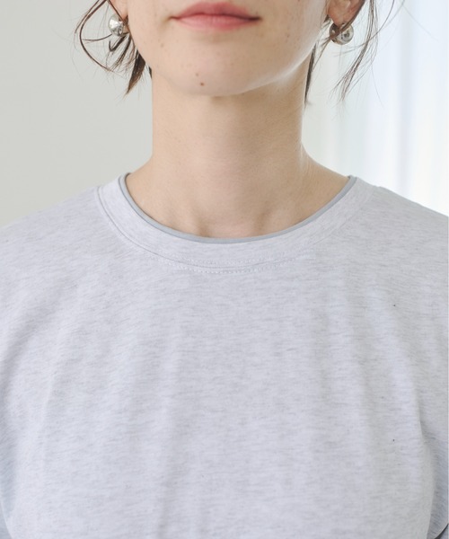 ANGIE（アンジー）の「配色 レイヤード Tシャツ ワンピース / バイカラー コットン 半袖 ワンピース / 夏服（ワンピース・レディース・ベージュ/ライトグレー/ブラック・FREE）」の17枚目の写真