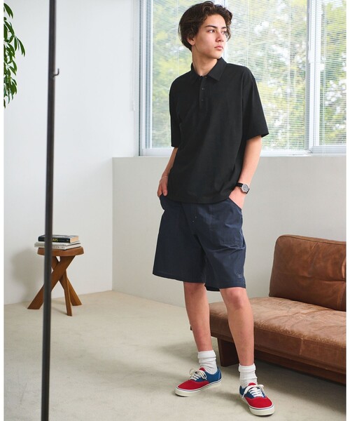 green label relaxing（グリーンレーベルリラクシング）の「Somarti カノコ 半袖 ポロシャツ -遮熱・UVカット・吸水速乾-（ポロシャツ・メンズ・ネイビー/ブラック/ターコイズブルー系・M/S/L/XL）」の4枚目の写真