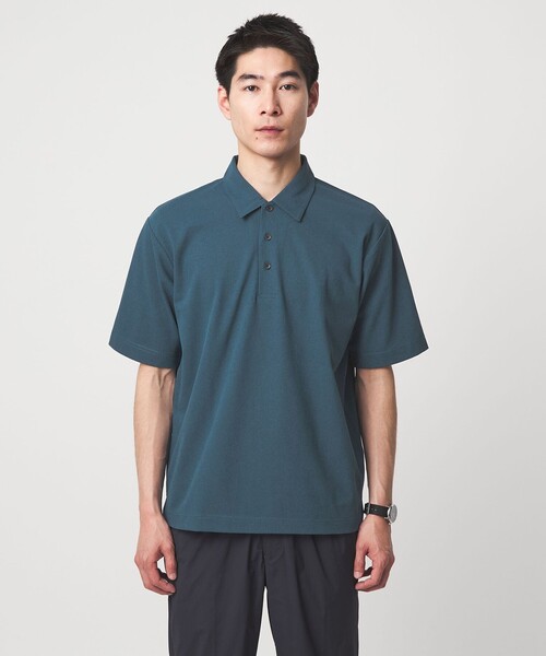 green label relaxing（グリーンレーベルリラクシング）の「Somarti カノコ 半袖 ポロシャツ -遮熱・UVカット・吸水速乾-（ポロシャツ・メンズ・ネイビー/ブラック/ターコイズブルー系・M/S/L/XL）」の9枚目の写真