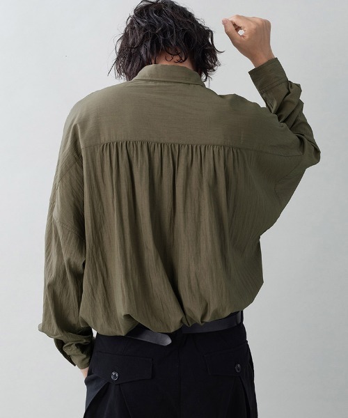EGO TRIPPING（エゴトリッピング）の「ms6559-GATHER-SHIRTS ギャザーシャツ(616720)（シャツ/ブラウス・メンズ・ブラウン/ブラック/アイボリー・48/46）」の3枚目の写真