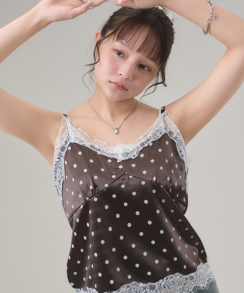 apres jour mignon(アプレジュールミニョン)の「レースレイヤードキャミ(キャミソール・レディース・ブラウン系その他/ベージュ系その他/ダークブラウン/アイボリー・LARGE/フリー)」の17枚目の写真