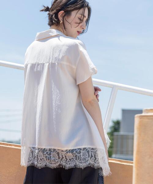 OPAQUE.CLIP(オペークドットクリップ)の「裾レース スキッパーブラウス【洗濯機OK】(シャツ/ブラウス・レディース・ライトブルー/ホワイト/ブラック/ブラウン系その他・42/40/38)」の8枚目の写真