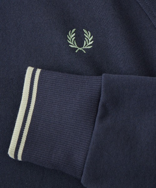 雙條紋 經典刺繡標誌 拼接袖圓領衛衣