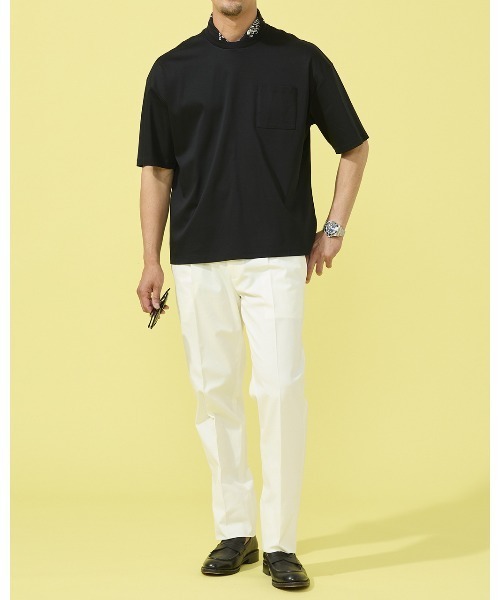 DoCLASSE( ドゥクラッセ)の「接触冷感・綿100%オーバーサイズT・5分袖(Tシャツ/カットソー・メンズ・ブラック/チャコール/ホワイト/ネイビー/ブルーグレー・S/L/M/LL)」の9枚目の写真