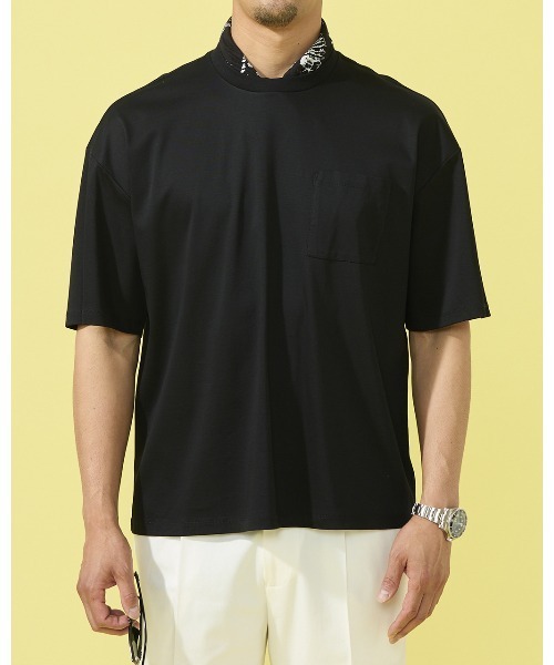 DoCLASSE( ドゥクラッセ)の「接触冷感・綿100%オーバーサイズT・5分袖(Tシャツ/カットソー・メンズ・ブラック/チャコール/ホワイト/ネイビー/ブルーグレー・S/L/M/LL)」の10枚目の写真