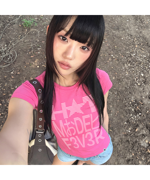 GRAVER（グレーバー）の「[WOMAN]TYPA BABY ベイビーティ_3カラー（Tシャツ/カットソー・レディース・PINK/ホワイト/ミント・ONE SIZE）」の3枚目の写真