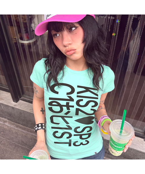 GRAVER（グレーバー）の「[WOMAN]TYPA BABY ベイビーティ_3カラー（Tシャツ/カットソー・レディース・PINK/ホワイト/ミント・ONE SIZE）」の2枚目の写真