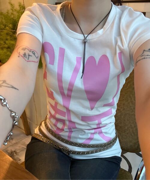 GRAVER（グレーバー）の「[WOMAN]TYPA BABY ベイビーティ_3カラー（Tシャツ/カットソー・レディース・PINK/ホワイト/ミント・ONE SIZE）」の5枚目の写真