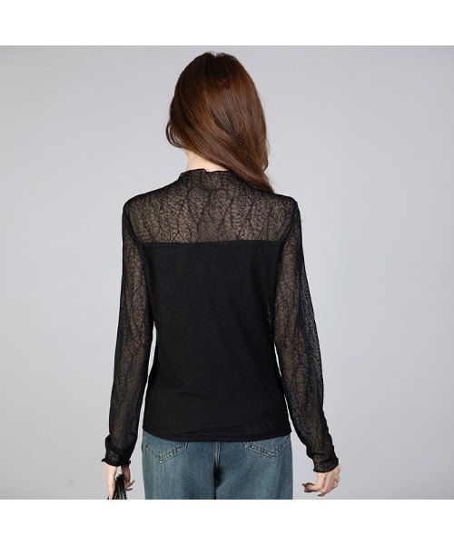 witch(ウイッチ)の「プチハイネックレーストップス(シャツ/ブラウス・レディース・ブラック/ベージュ・M/L/XL)」の9枚目の写真