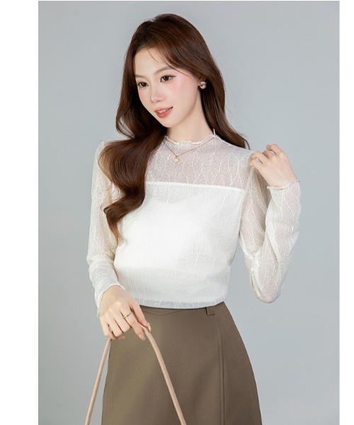 witch(ウイッチ)の「プチハイネックレーストップス(シャツ/ブラウス・レディース・ブラック/ベージュ・M/L/XL)」の15枚目の写真