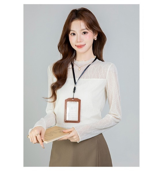 witch(ウイッチ)の「プチハイネックレーストップス(シャツ/ブラウス・レディース・ブラック/ベージュ・M/L/XL)」の14枚目の写真