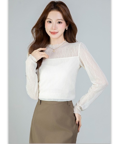 witch(ウイッチ)の「プチハイネックレーストップス(シャツ/ブラウス・レディース・ブラック/ベージュ・M/L/XL)」の13枚目の写真
