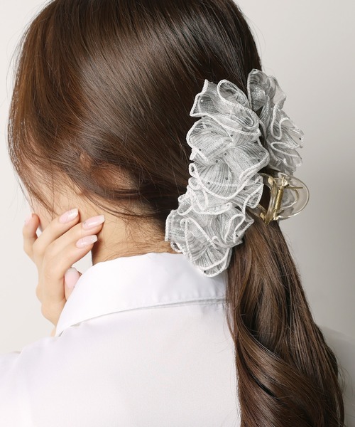 ラインストーン×フリル/ヘアバンス（バレッタ/ヘアクリップ