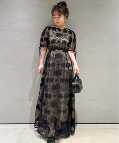 FLOWER PRINT VELOUR DRESS（ドレス）｜Ameri（アメリ）のファッション