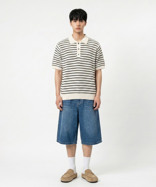 UNDEROFF（アンダーオフ）の「オーバーサイズストライプカラーニットアイボリー（ニット/セーター・メンズ・アイボリー・LARGE/X-LARGE/MEDIUM）」の2枚目の写真